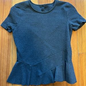J.Crew Peplum Short Sleeve Top in Dark Grey